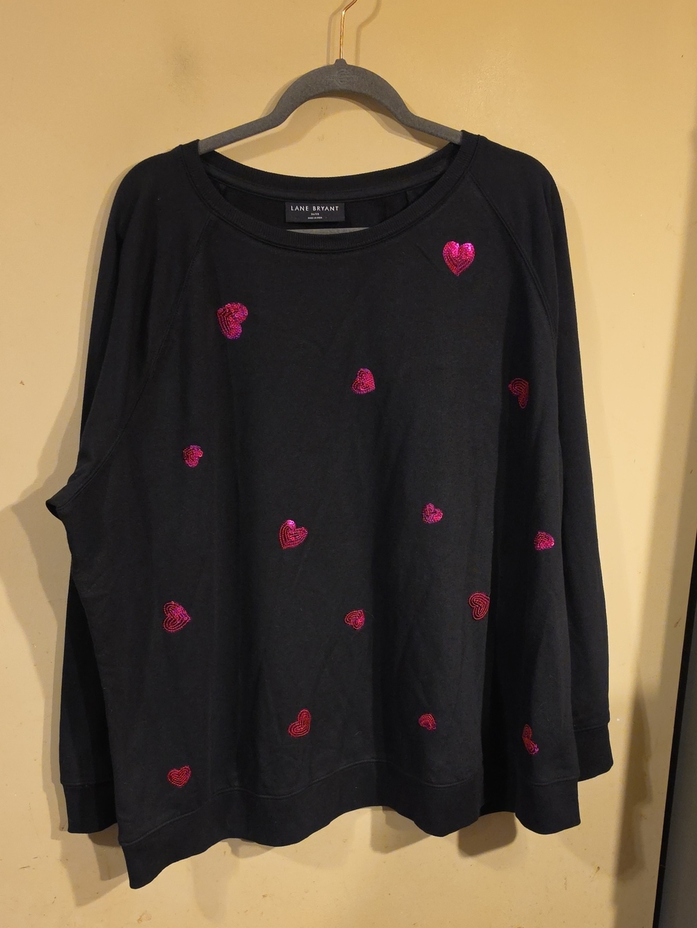 Lane Bryant Black Heart-Embroidered Sweater